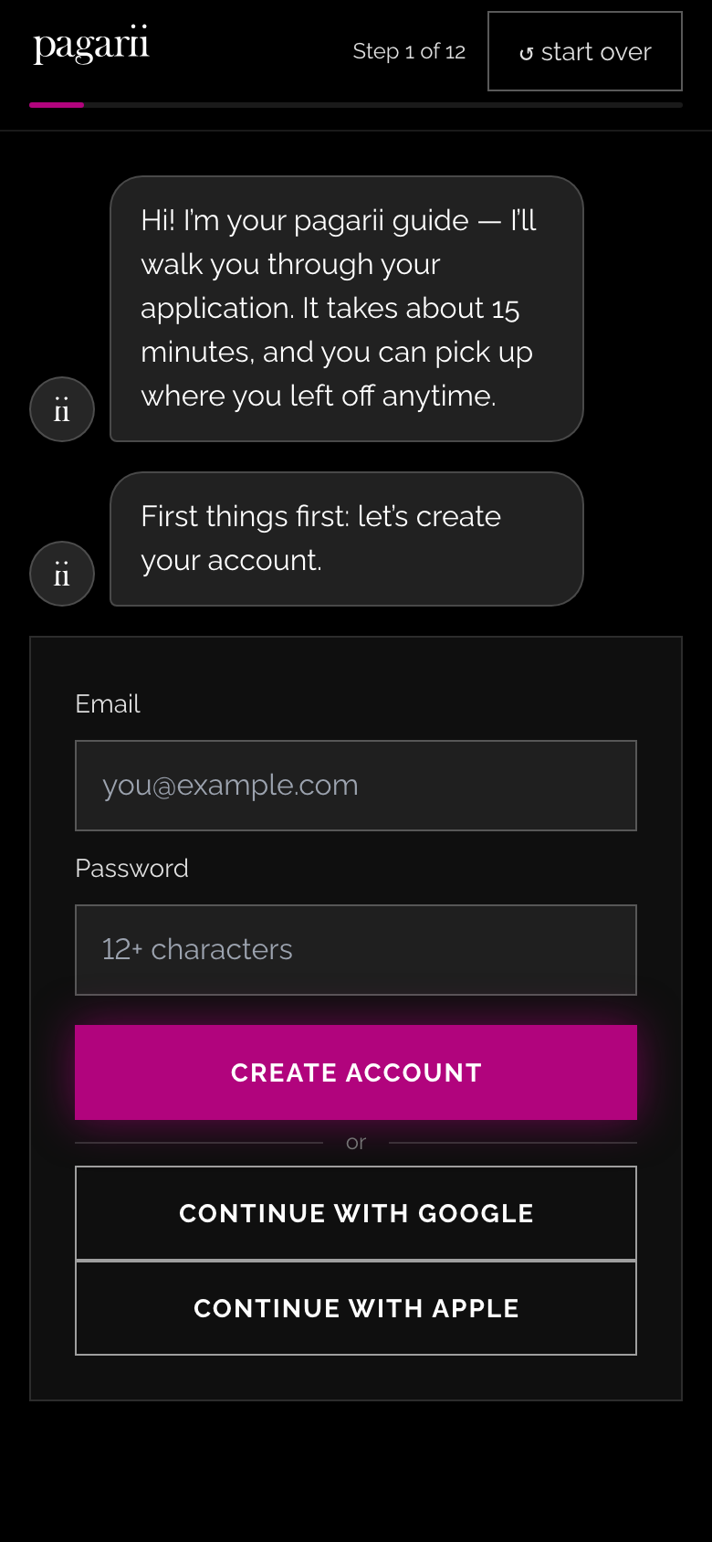 Conversational onboarding chat